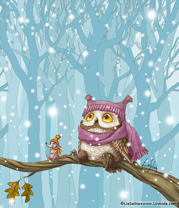 the_owl_s_first_snow_by_liaselina-d6x6cgl (601x700, 459Kb)
