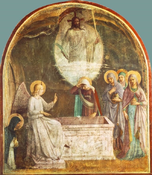 12-Фра Анджелико Воскресение Христа и жены у гроба 1440-1441 фреска 189 x 164 см Конвент Сан-Марко (608x700, 162Kb)