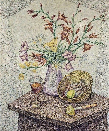 Still life with fruits and flowers (445x537, 352Kb)