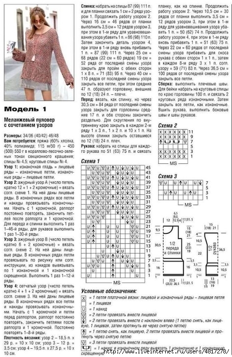 Узоры спицами из меланжевой пряжи для женщин с описанием и схемами бесплатно