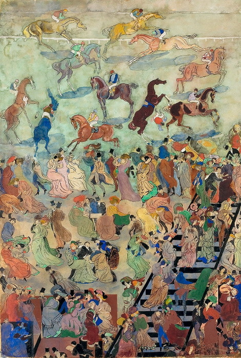 1905 Скачки. Бум. на карт, акв, гуашь, тушь, кисть, перо 102х69 см. ГТГ (470x700, 203Kb)