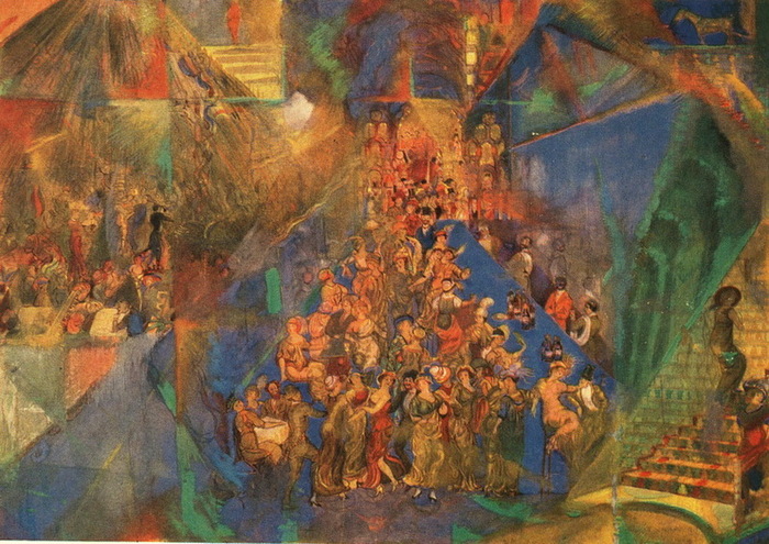 1909 Декоративный эскиз. Бумага, картон, гуашь, акварель, золото. 54х75 см. ГРМ (2) (700x495, 170Kb)
