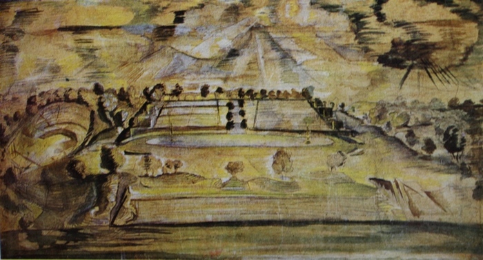 1914 Ландшафт, залитый солнечным светом. Фанера, гуашь, акварель, тушь. 82х149 см. (Нац. гал. Армении, Ереван) 2 (700x377, 144Kb)