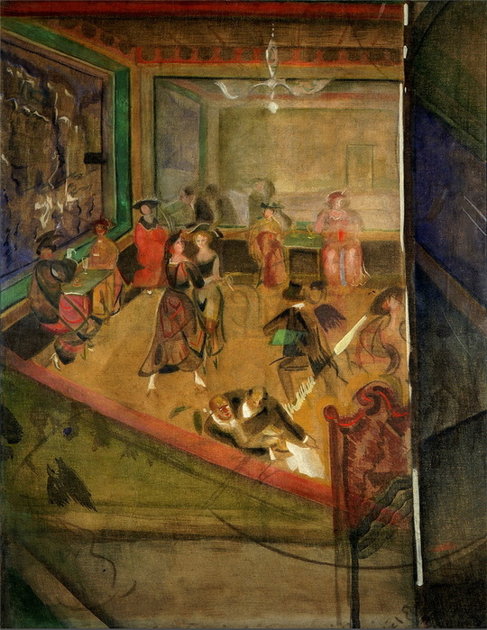 1917 Эскиз панно для кафе «Питтореск. Батистовая калька, акварель, гуашь. 111х86 см. (540x700, 178Kb)