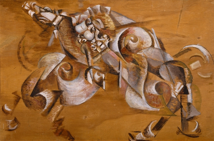 1919 Эскиз панно для кафе «Стойло Пегаса». Нападение льва на лошадь. Фан, м. 99х149 см. ГТГ (700x462, 254Kb)