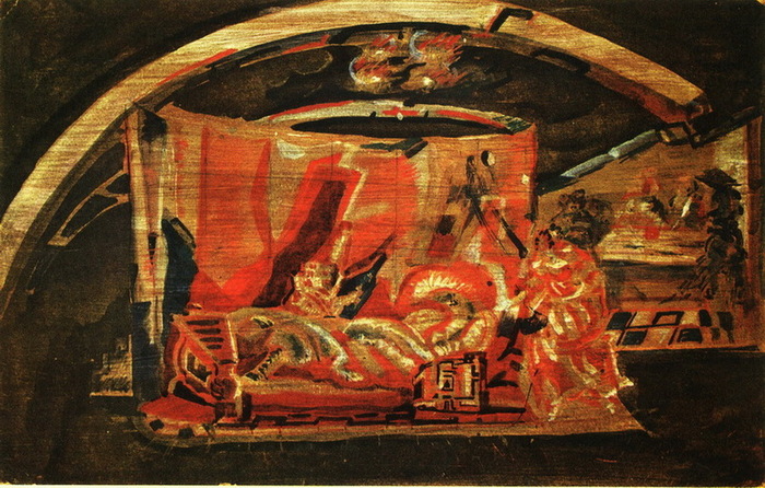1922 Эскиз декорации. «Синьор Формика» по Э.Т.А.Гофману, Камерный театр. Б, акв, гуашь 44,5х52 ГЦТМ (700x446, 161Kb)