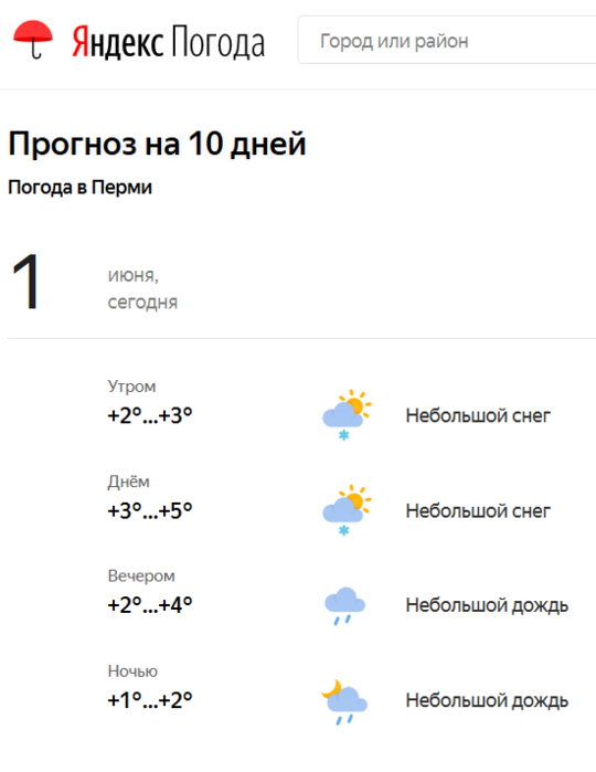 Погода на яндексе на 10 дней