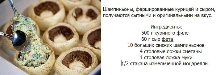 Шампиньоны фаршированные курицей и сыром технологическая карта