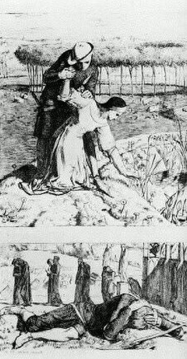 1850 Illustration by Holman Hunt to Woolner's My Beautiful Lady, published in The Germ (364x700, 103Kb)