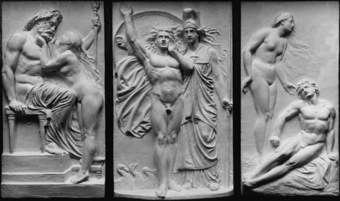1865-1866 Reliefs illustrating scenes from the Iliad, for Gladstone memorial bust. 44 x 23.5 cm. (700x413, 91Kb)