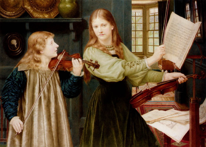1878 The Duet, Portraits of Alexandra, daughter of Rev. G. Kitchin and Winifrid, daughter of the painter. , . 78 by 108cm. , 2015 (700x499, 135Kb)