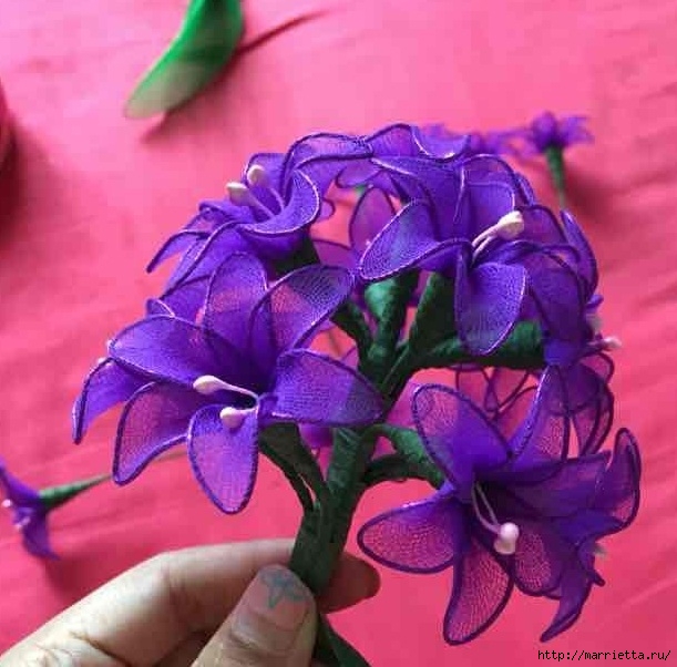 Весенний гиацинт из капрона. Фото мастер-класс (16) (611x602, 208Kb)