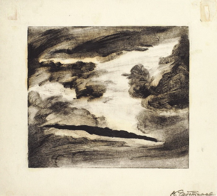 1950-е Облака. Бумага, монотипия, 19,6 х 21,5 см ЧС (700x631, 170Kb)