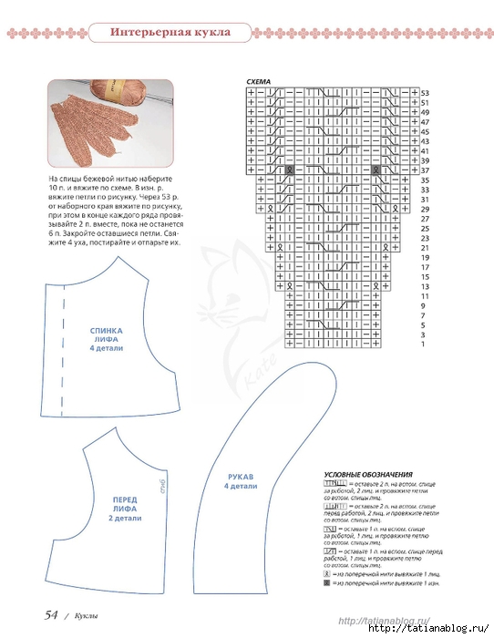 Схемы вязания одежды кукле