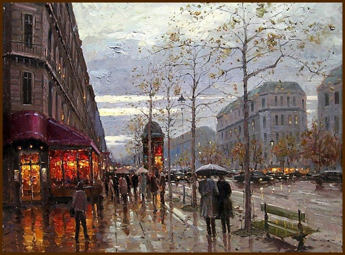 029. Boulevard St. Germain in Rain, Paris (700x518, 467Kb)