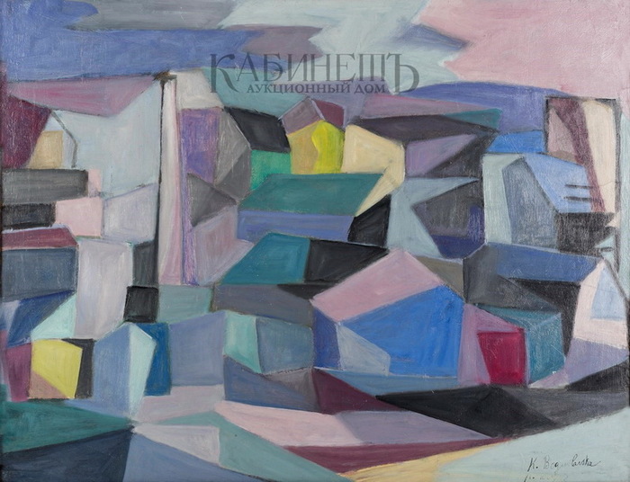 1950-е Пейзаж. Абстракция. (Village cubisant )Х, м. 50,2 х 65 см. Аук дом Кабинет (700x536, 117Kb)