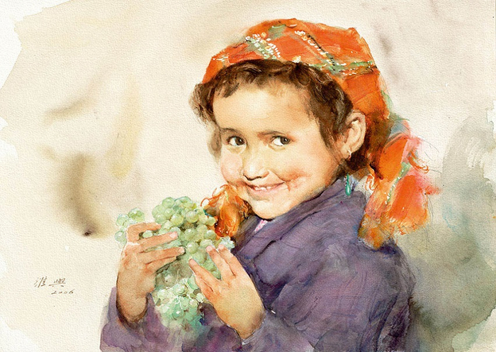 Little Girl with Grapes (700x496, 407Kb)