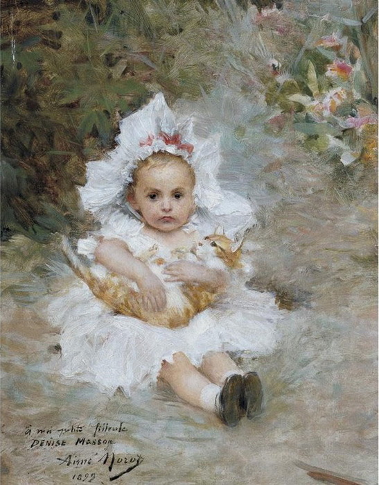 1899 DENÍSE MOROT WITH A CAT. 35.5 by 27.5 cm  (547x700, 154Kb)