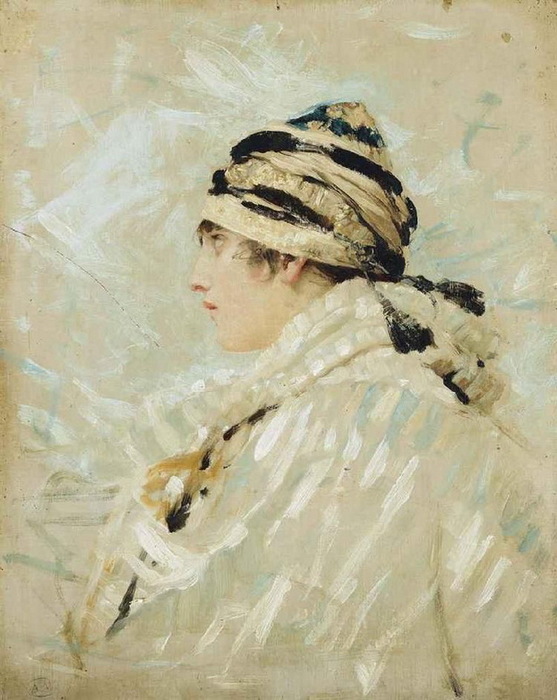 Profile of a girl in a hat. , . 41 x 32.5 cm.   2013 (557x700, 120Kb)