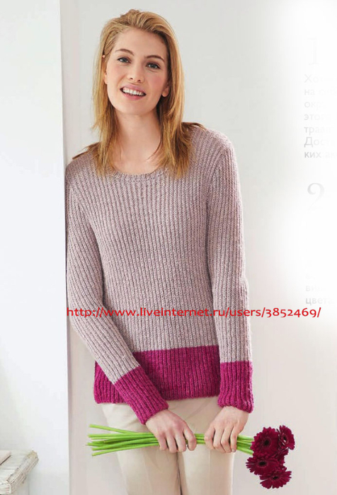 Пуловер из полупатентного узора фото схема и описание (476x700, 251Kb)