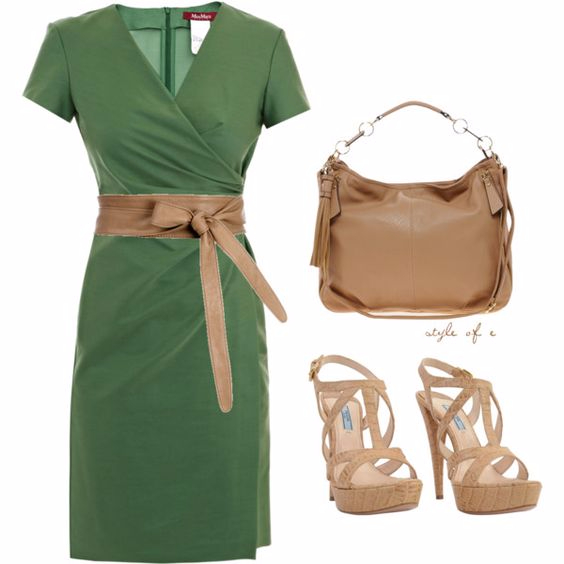 Сочетание с зеленым платьем