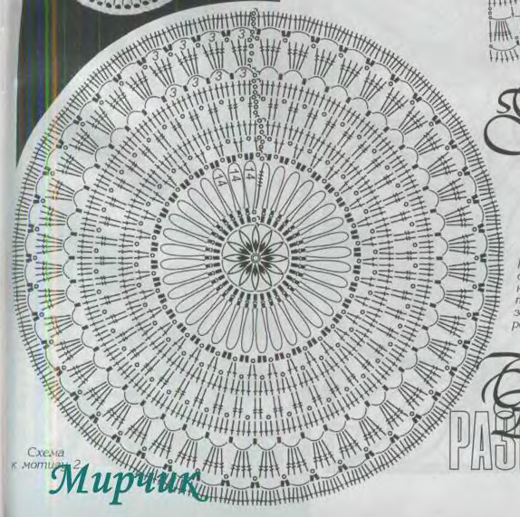 Большой круглый коврик крючком схема и описание
