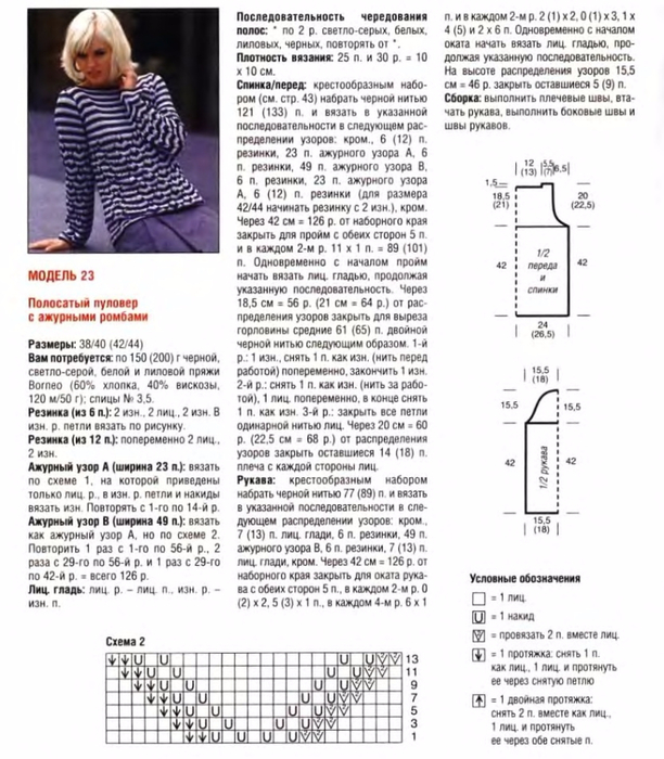 Джемпер в полоску женский спицами схемы и описание