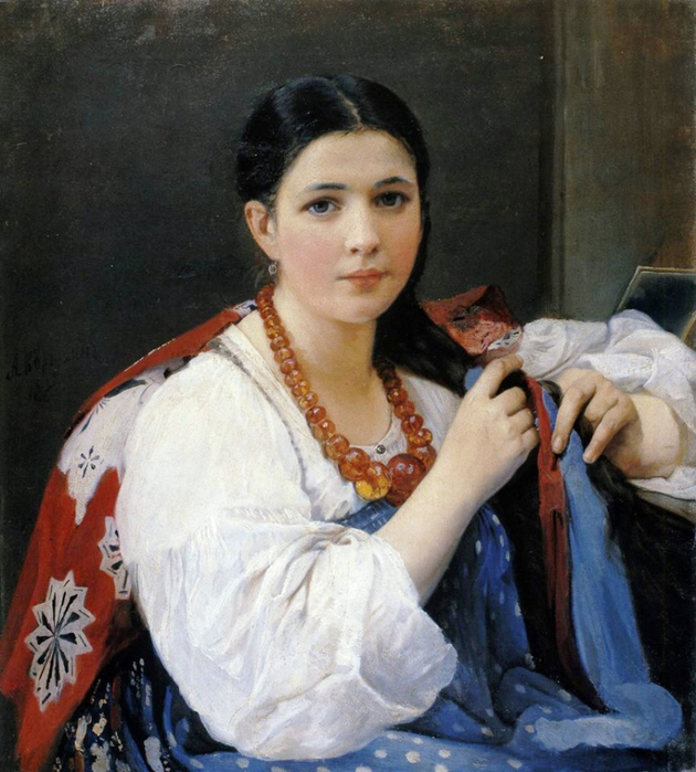 Девушка, заплетающая косу . 1880 (630x700, 418Kb)