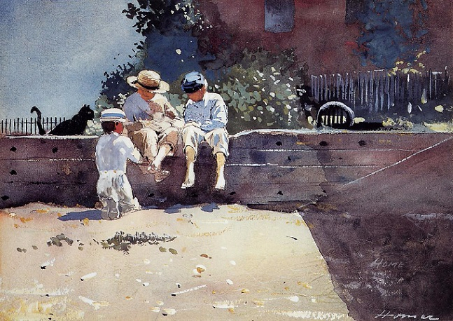 Boys and Kitten, 1873 (647x458, 398Kb)