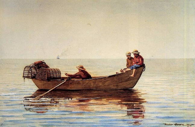 Three Boys in a Dory with Lobster Pots, 1875 (647x421, 277Kb)