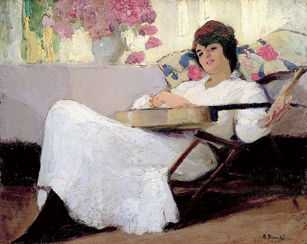 Amedeo Bocchi Niccolina con chitarra 1917-2 (632x504, 391Kb)