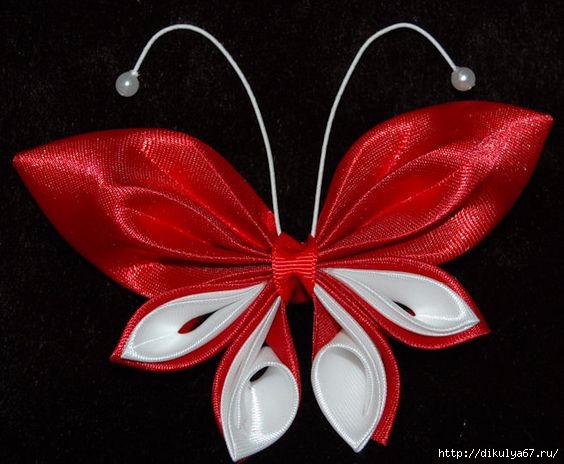 Шикарные бабочки из лент/МК канзаши/яркие бабочки на зажимах/DIY/Chic butterflies from ribbons