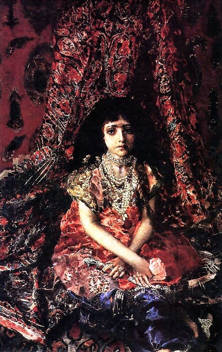 Девочка на фоне персидского ковра   1886 (443x700, 147Kb)
