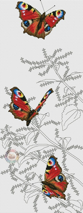 Peacock Butterflies (273x700, 212Kb)