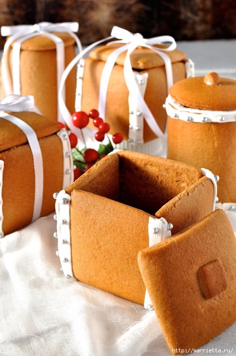 Новогодние подарки своими руками. Съедобные пряничные коробочки с конфетами (4) (464x700, 251Kb)
