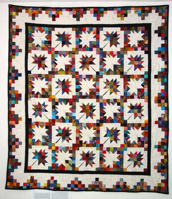 scrappy maple leaf quilt, free pattern, by cindy carter at carterquilter.files.wordpress.com (604x700, 609Kb)