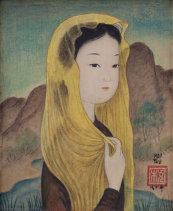 1960_    (Girl With a Yellow Scarf)_18 x 15_,   _  (574x700, 460Kb)