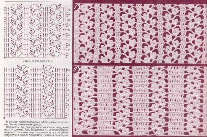Вязание крючком вертикальные узоры и схемы