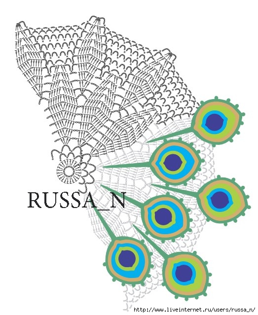 Салфетка павлинье перо крючком схема