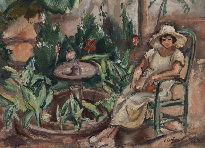 Femme assise dans un jardin (653x474, 390Kb)