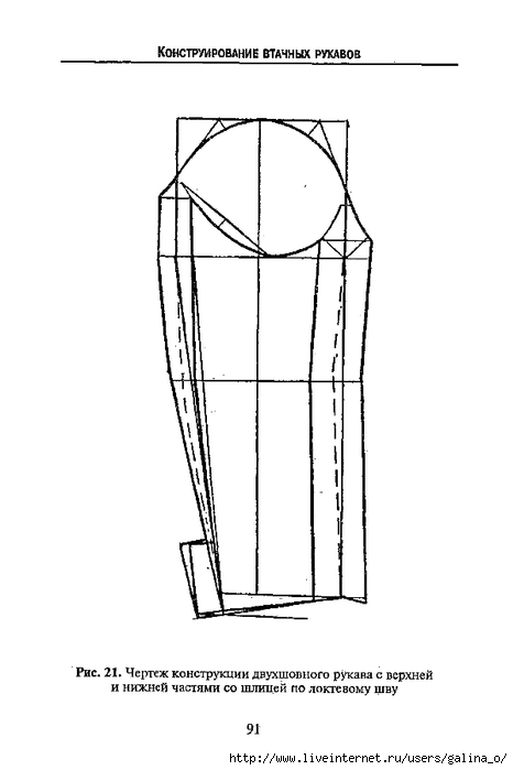Чертеж рукава двухшовного рукава