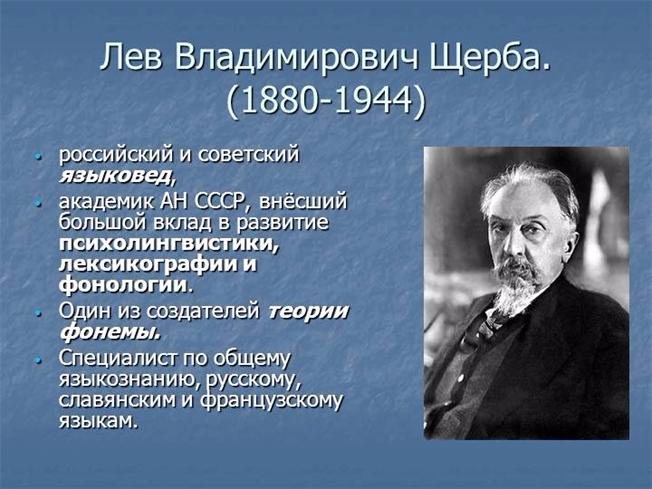 Щерба лев владимирович презентация