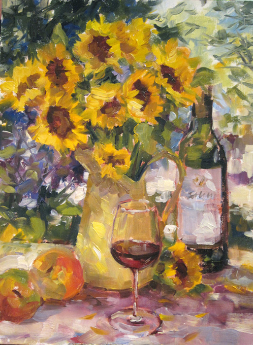 Sunflowers On Table (514x700, 532Kb)