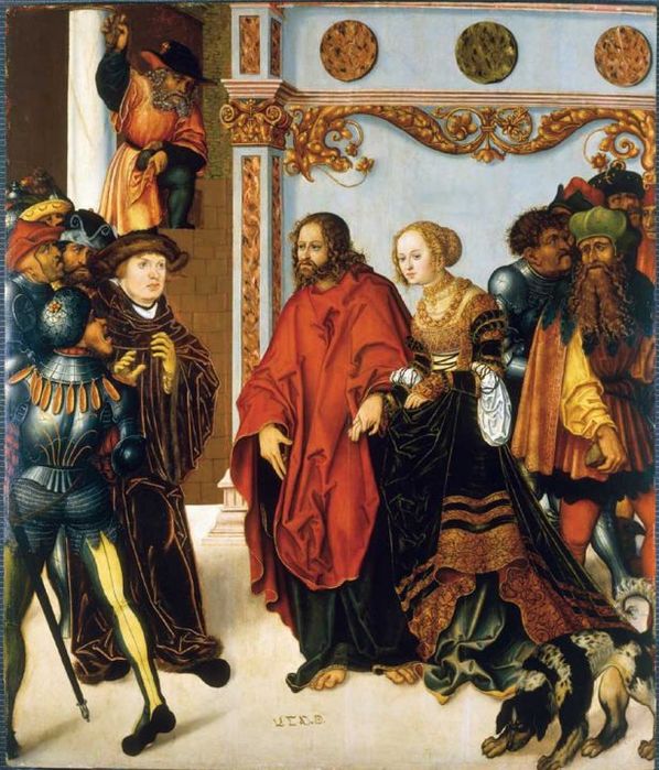 christus-und-die-ehebrecherin Lucas Cranach d. ?. in Aschaffenburg (798x900, 98Kb)