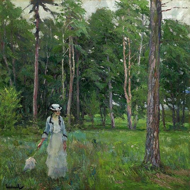      (Young woman on a clearing in the forest) (655x654, 665Kb)