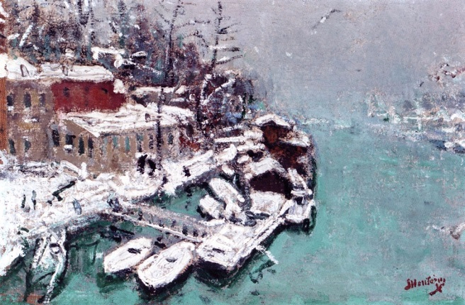 Train of Barges in the Snow (656x430, 375Kb)