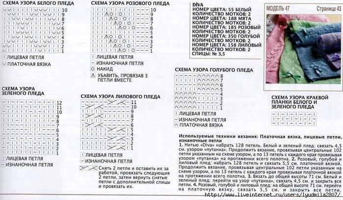 Плед домики спицами схема описание