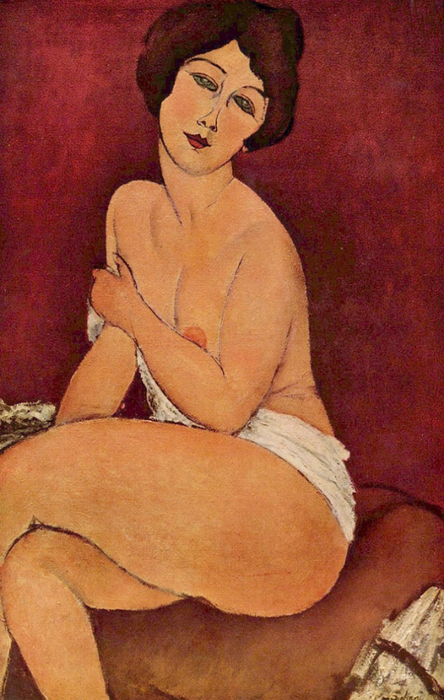 Amedeo Modigliani Nude Sitting on a Divan (La Belle Romaine), 1917 (444x700, 388Kb)