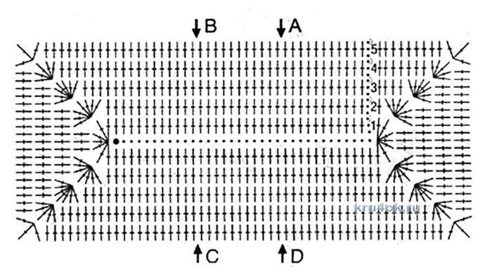 Прямоугольник крючком схема по кругу столбики без накида