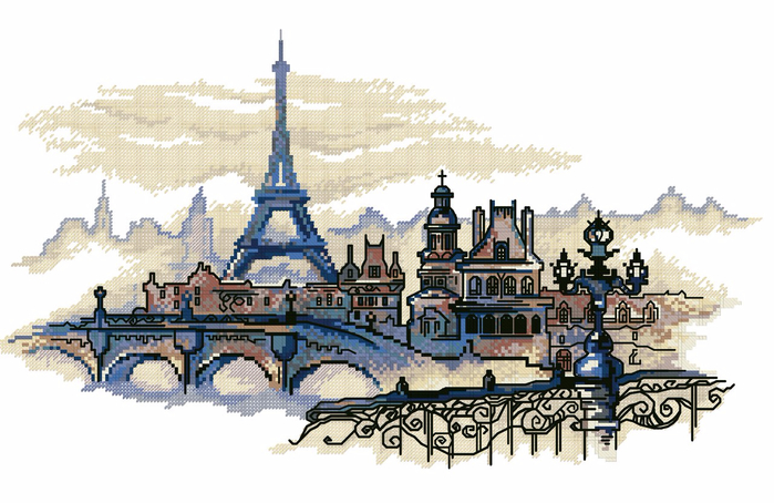 вышивка Силуэты Парижа (700x454, 304Kb)